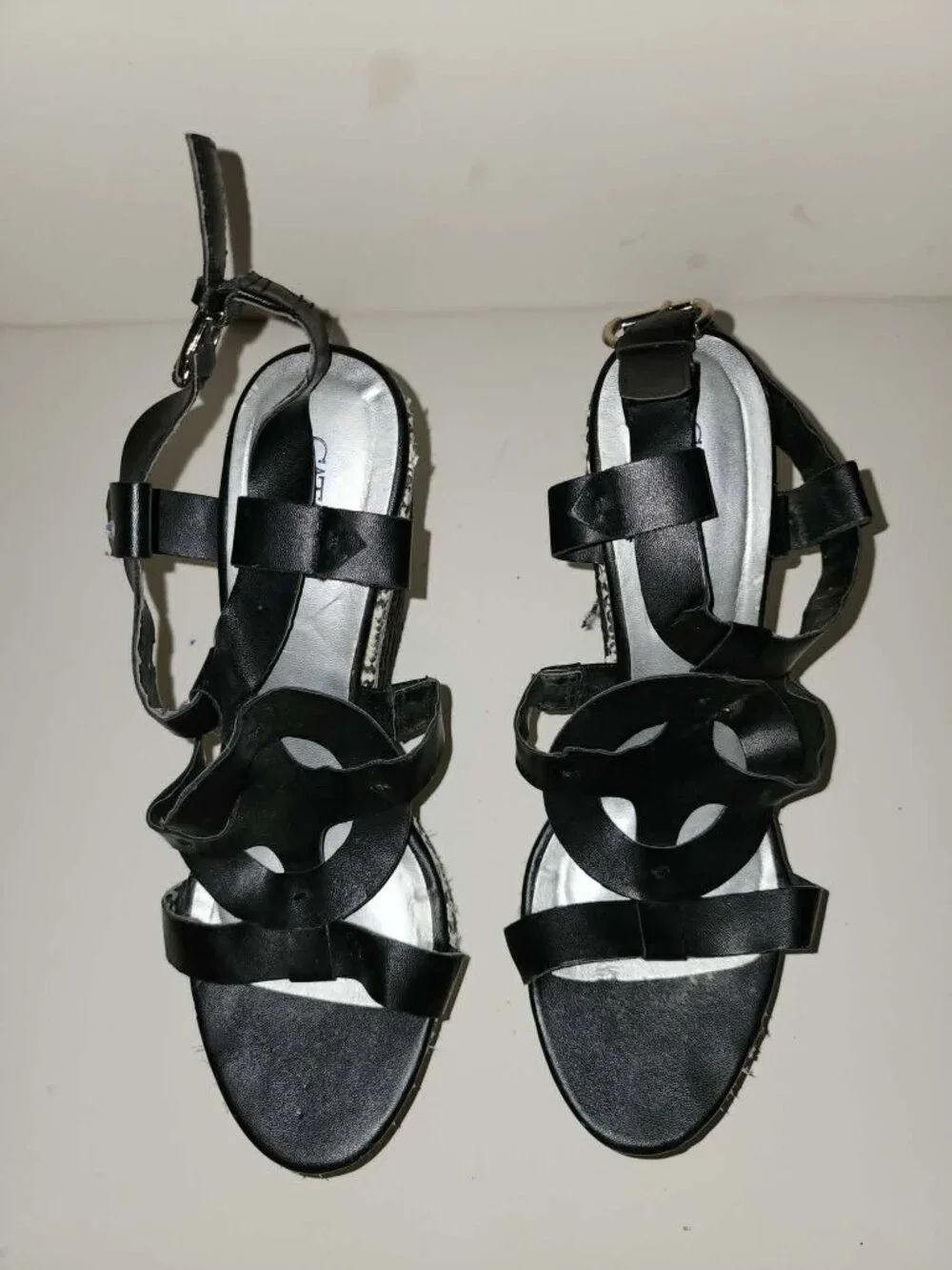 black and white wedges women's, Cato, size 8